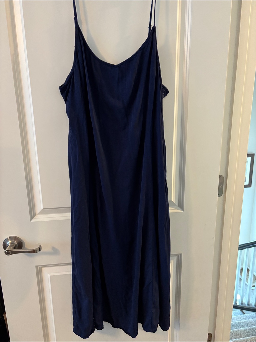 Old Navy Navy Blue Midi Slip Dress with Spaghetti Straps